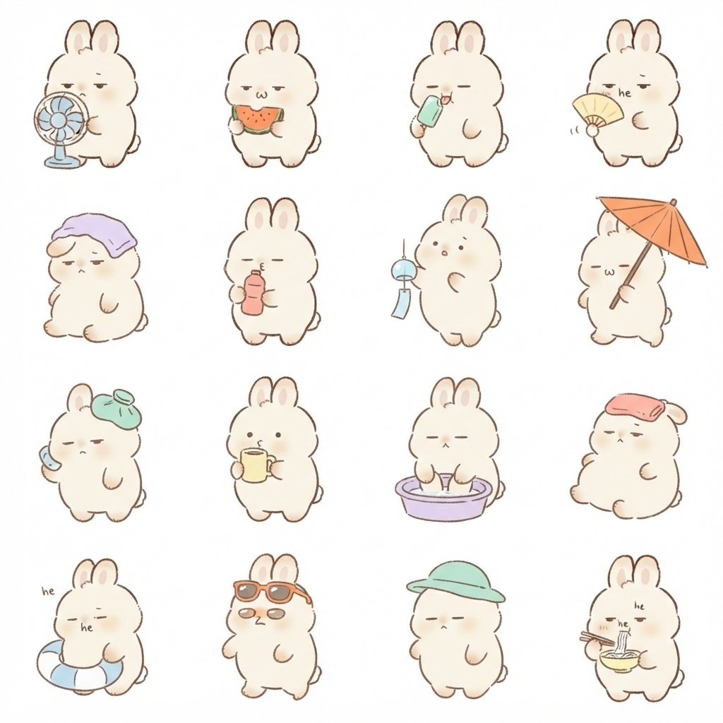 もふもふうさぎ 夏の暑さ素材16選
