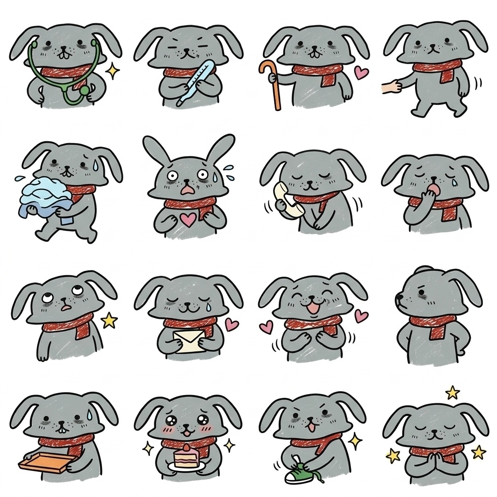 【介護・看護の現場へ】静かに頑張る人に届ける手描きイラスト素材セット Part 3