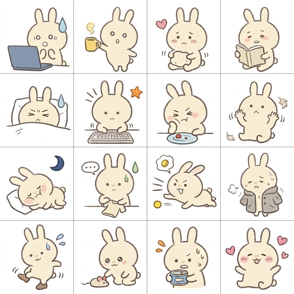 【猫飼い限定】見えない猫に邪魔される日常🐰🐱 ゆるかわ絵文字&イラスト素材集