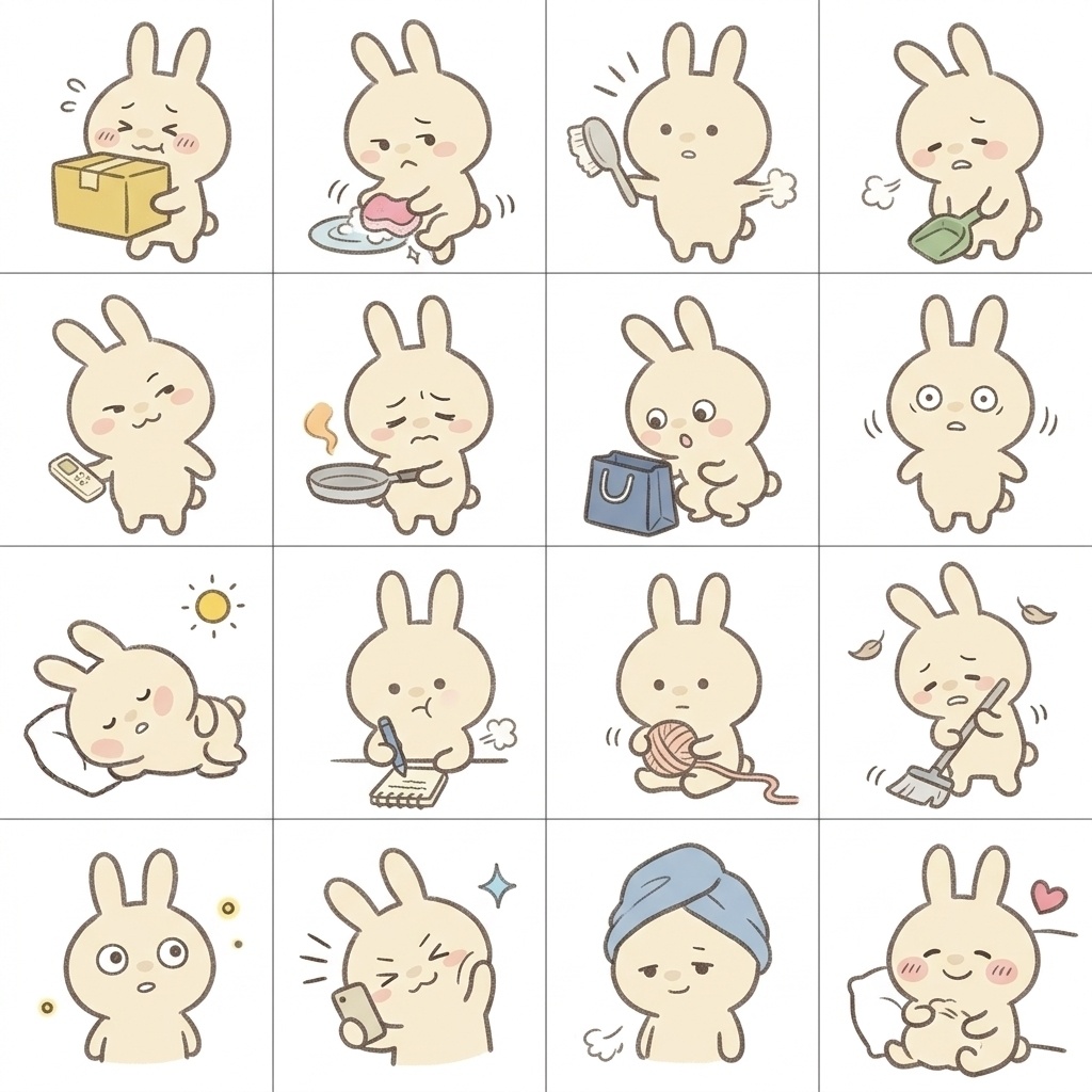 【猫飼い限定】見えない猫に邪魔される日常 Vol.2 🐰🐱 ゆるかわ絵文字＆イラスト素材集