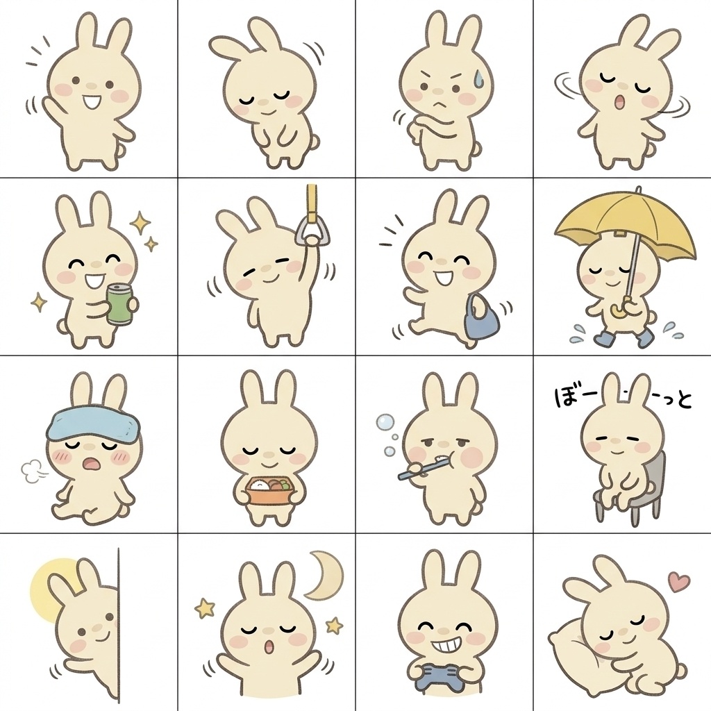 【働くあなたへ】仕事終わり・退勤の脱力日常 Vol.2 🐰💼 ゆるかわ絵文字&イラスト素材集