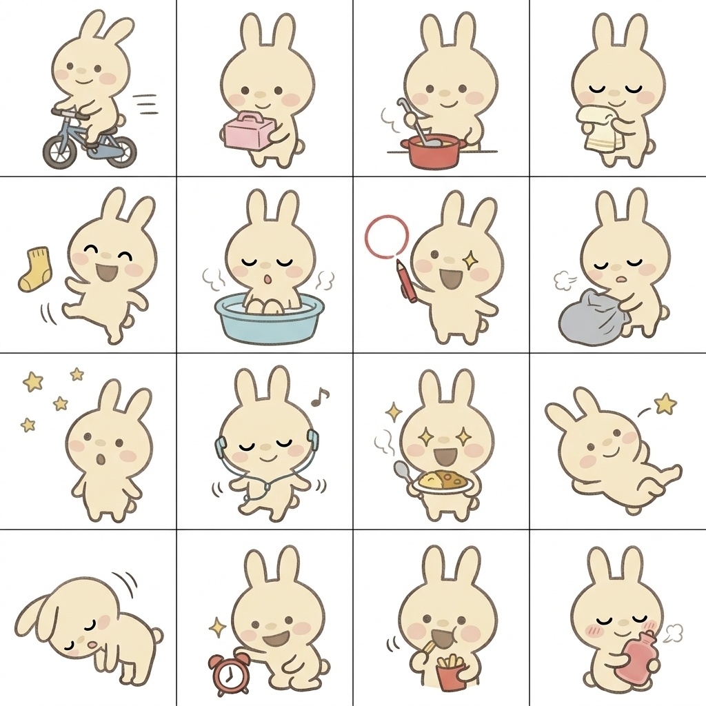 【働くあなたへ】仕事終わり・退勤の脱力日常 Vol.3 🐰💼 ゆるかわ絵文字＆イラスト素材集