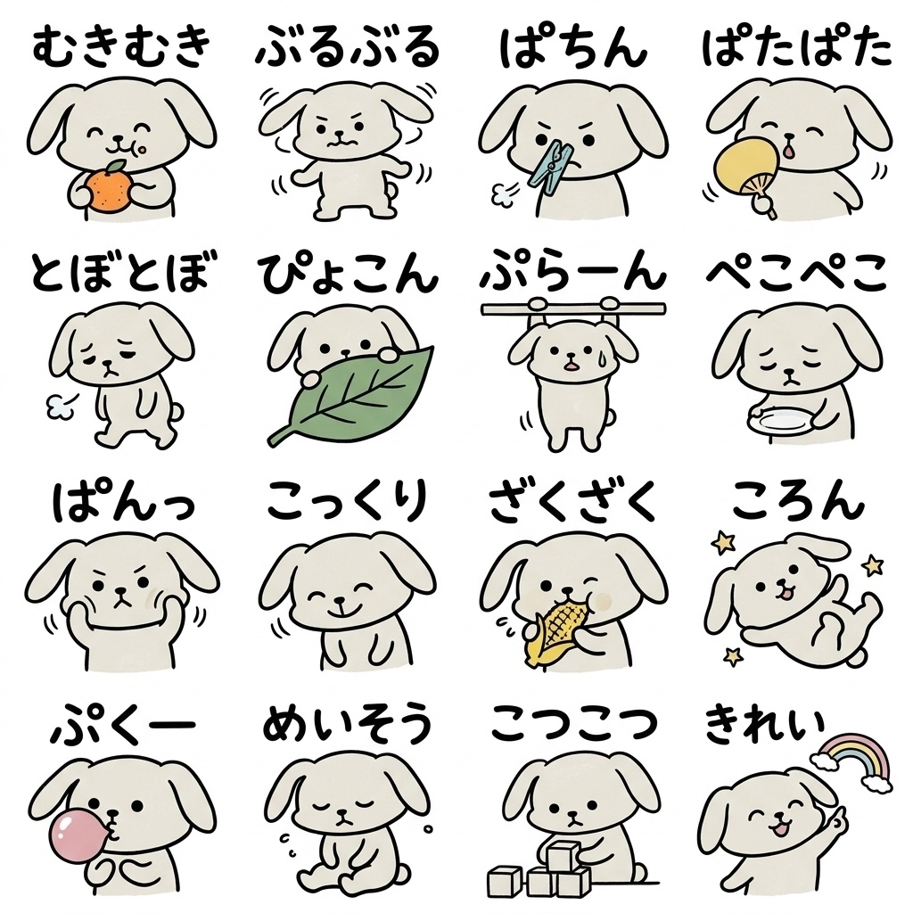 【画像素材・絵文字】ダイエット中の人へ！『今日も我慢、でも応援して』ゆるうさぎ文字付き16種セット