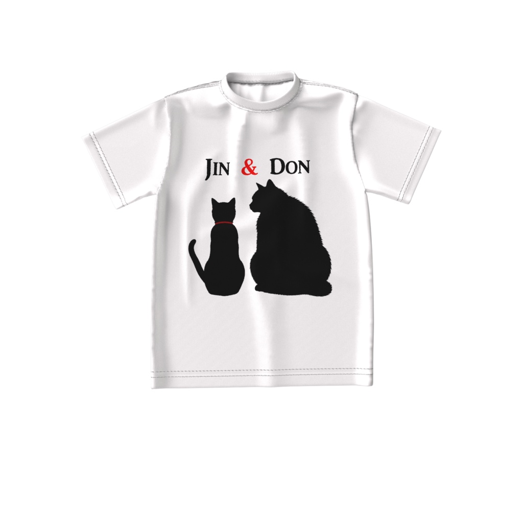 Jin&Don 黒猫ビッグシルエットTシャツ