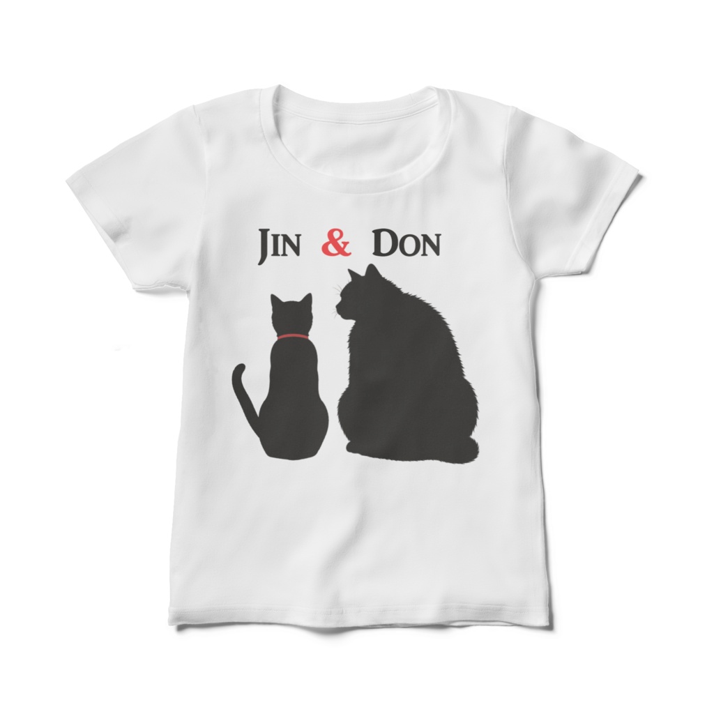 Jin&Don 黒猫 レディースTシャツ