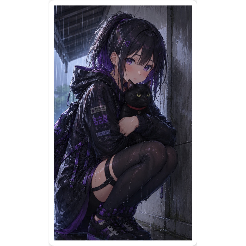 KoshinとKuroneko 雨宿り編スマホステッカー