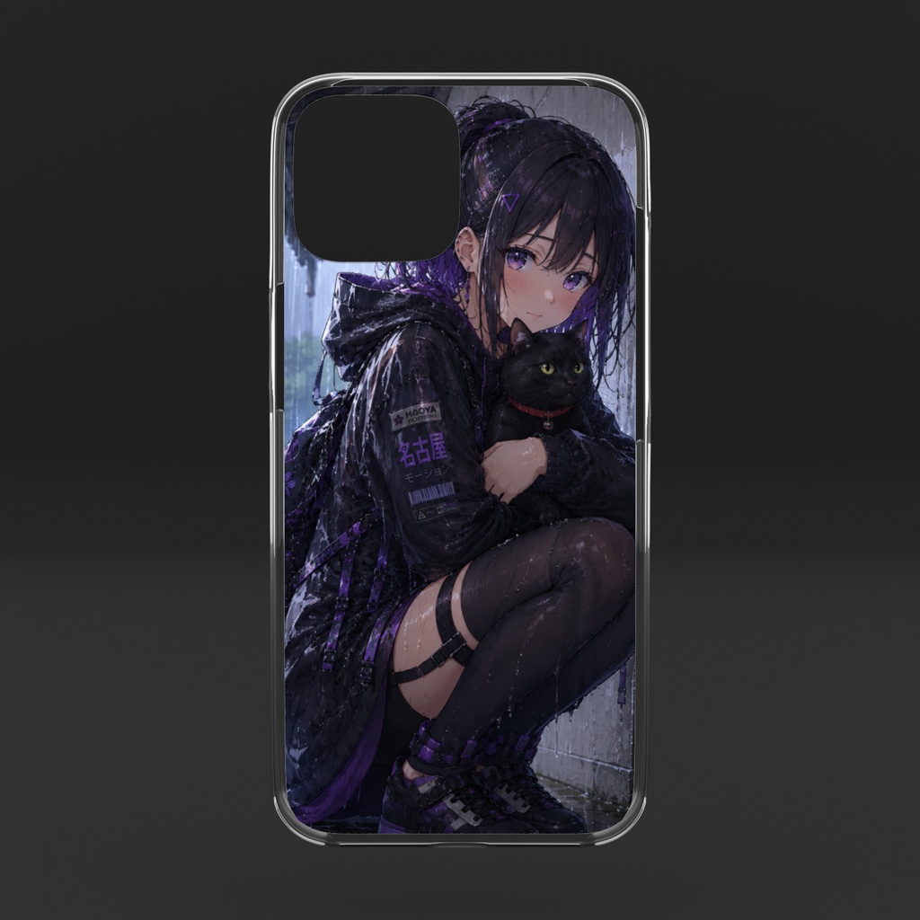 KoshinとKuroneko 雨宿り編クリアiPhoneケース