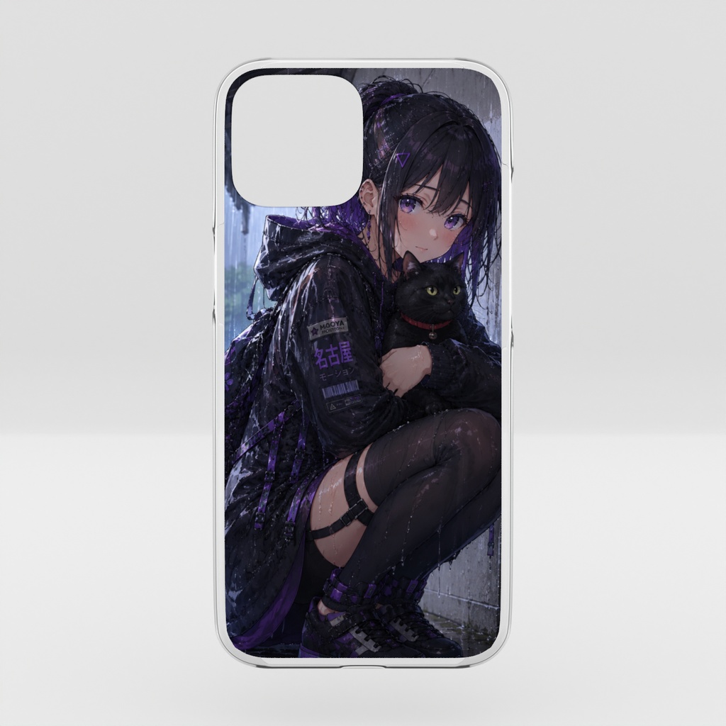 KoshinとKuroneko 雨宿り編クリアiPhoneケース