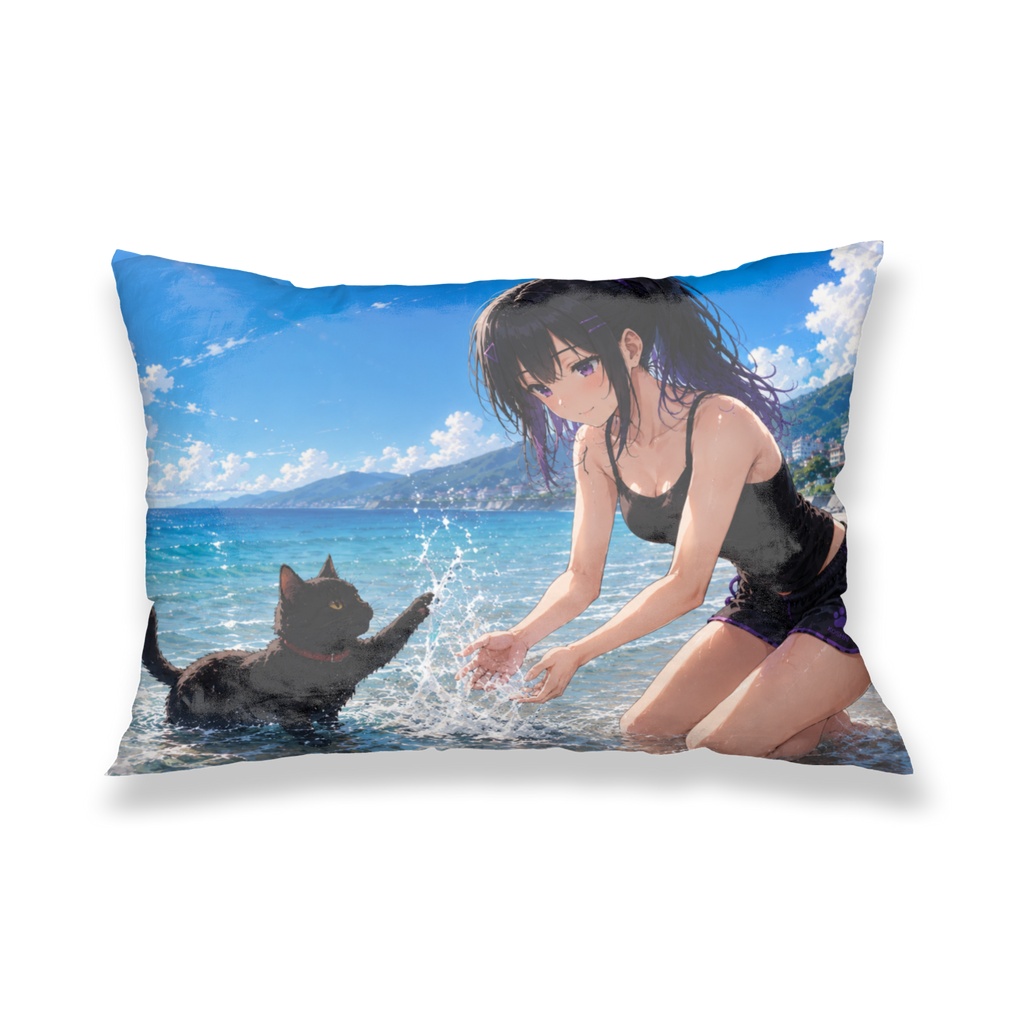 KoshinとKuroneko 浜辺編枕カバー