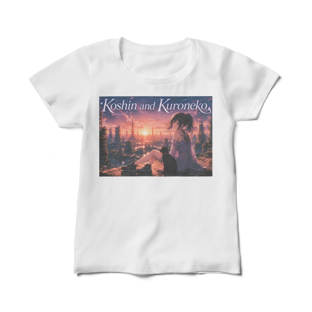 KoshinとKuroneko 未来編レディースTシャツ Koshin and Kuroneko: Future Edition Women's T-Shirt