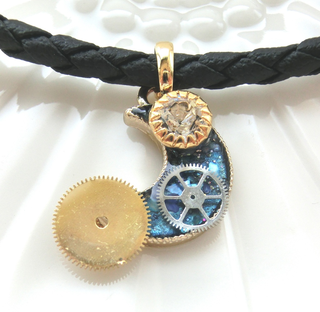 月と歯車のヴィンテージスワロフスキー チョーカー 一点もの