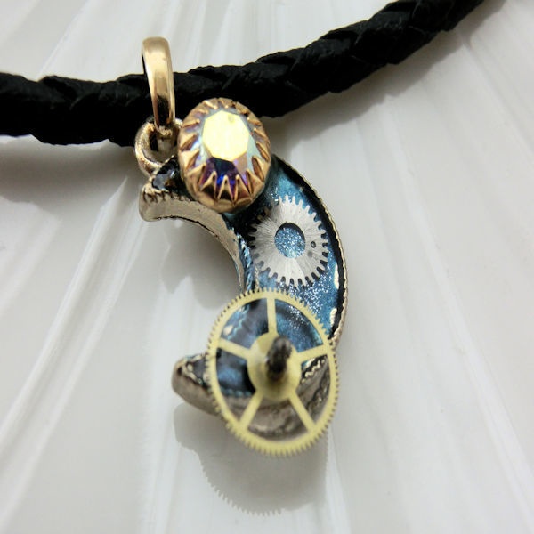 月と歯車のヴィンテージスワロフスキーのチョーカー ー点もの