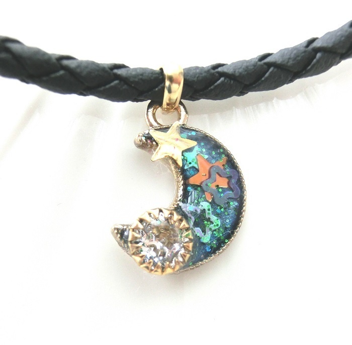 月と夜空の輝き チョーカー ヴィンテージスワロフスキー