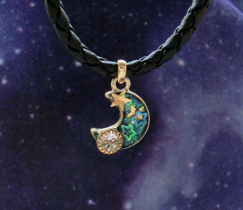 月と夜空の輝き チョーカー ヴィンテージスワロフスキー