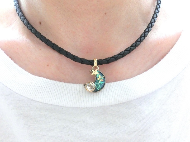 月と夜空の輝き チョーカー ヴィンテージスワロフスキー