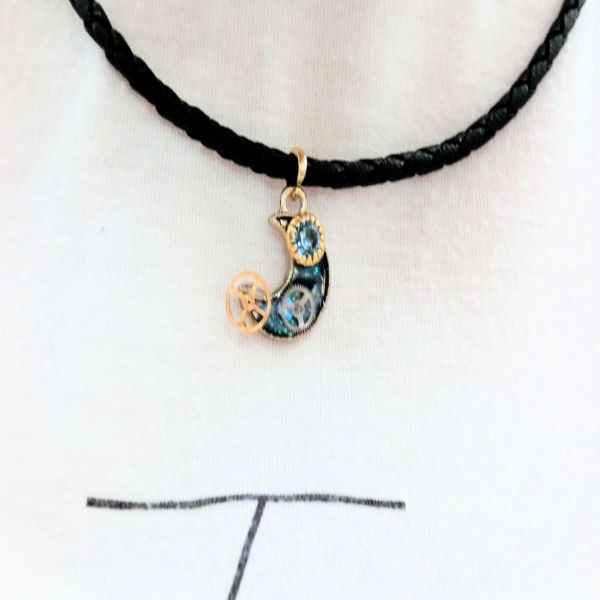 月と歯車のヴィンテージスワロフスキー チョーカー No.101 一点もの