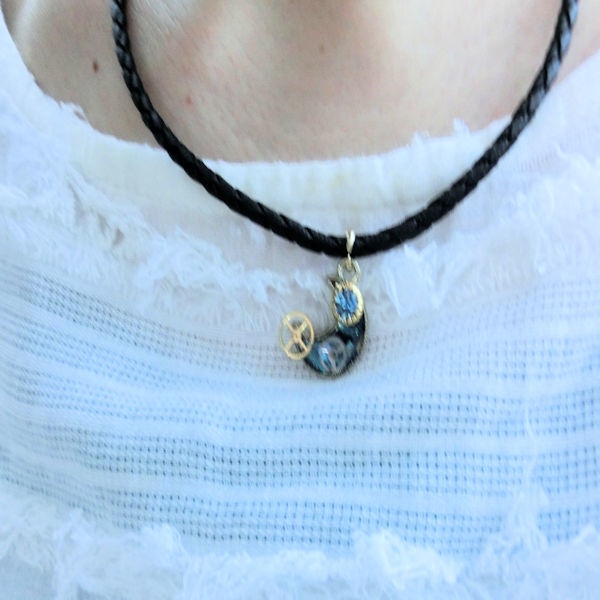 月と歯車のヴィンテージスワロフスキー チョーカー No.101 一点もの