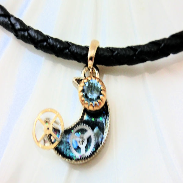 月と歯車のヴィンテージスワロフスキー チョーカー No.101 一点もの