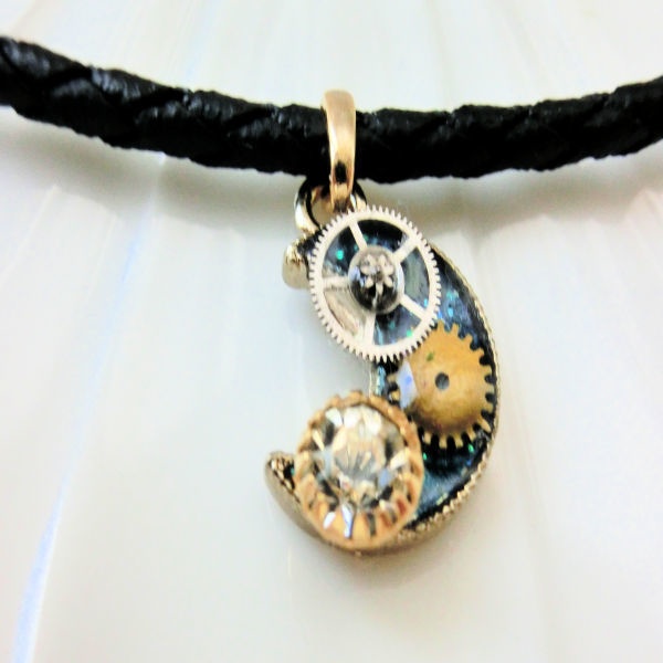 月と歯車のヴィンテージスワロフスキー チョーカー クリスタル No、3