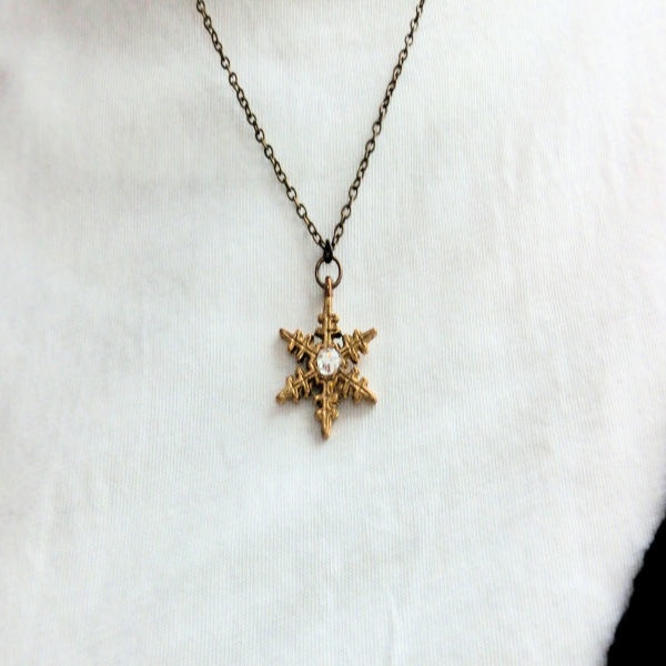 雪の結晶 スワロフスキー金古美