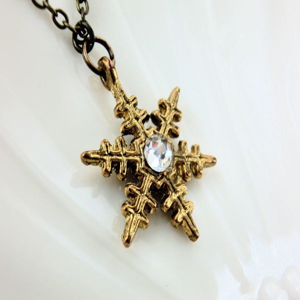 雪の結晶 スワロフスキー金古美