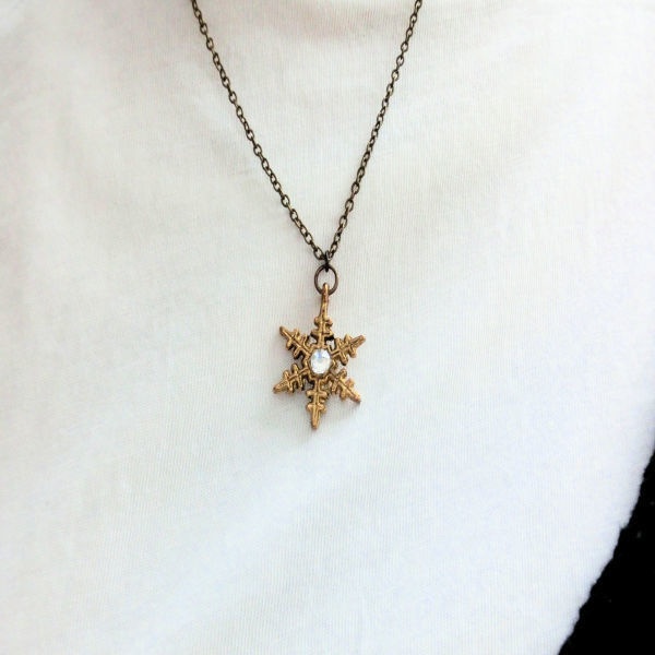 雪の結晶 スワロフスキー金古美