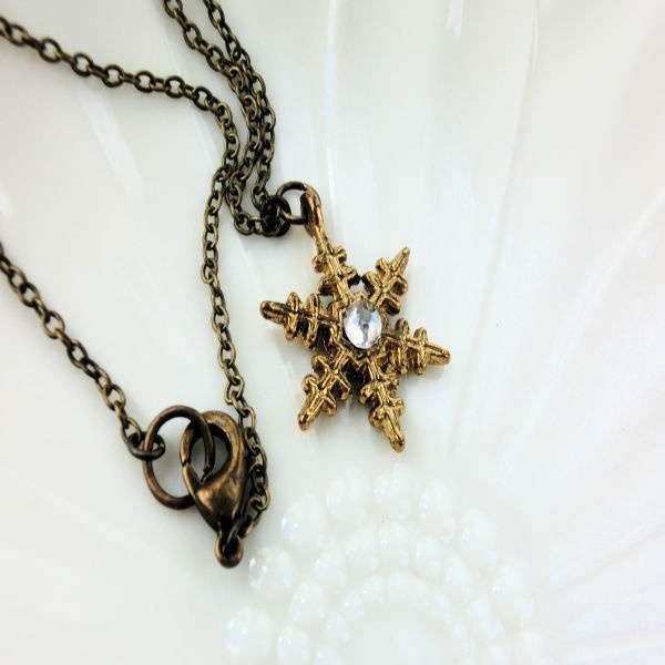 雪の結晶 スワロフスキー金古美