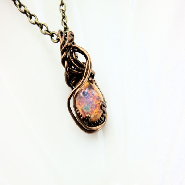 ガラスオパールの一粒ネックレス一点もの