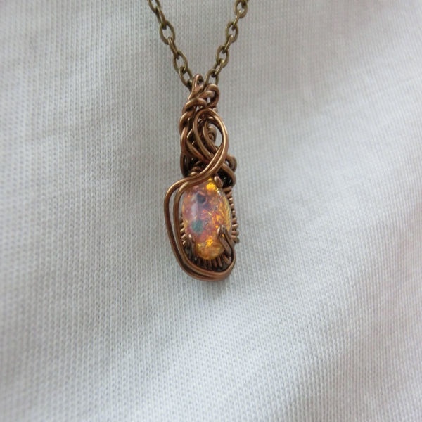 ガラスオパールの一粒ネックレス一点もの