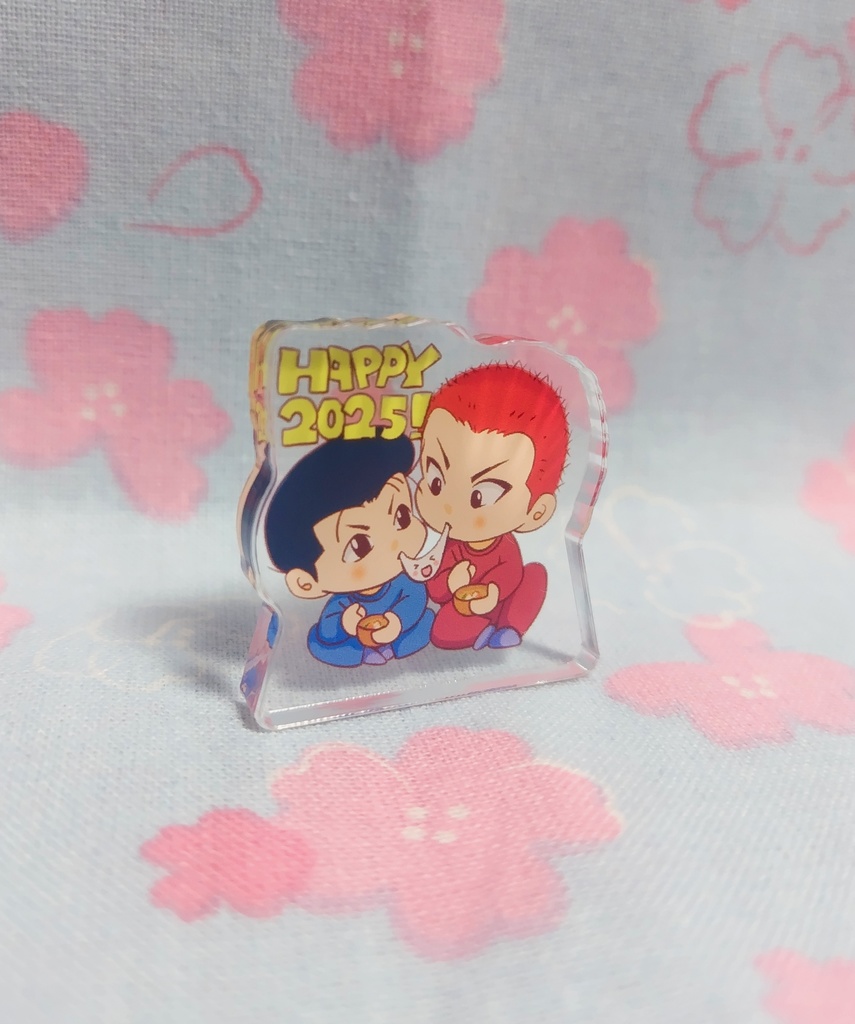 洋花お正月アクリルブロック