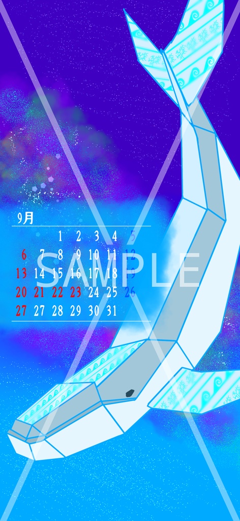 Geometric Whale calendar 🐋 9月