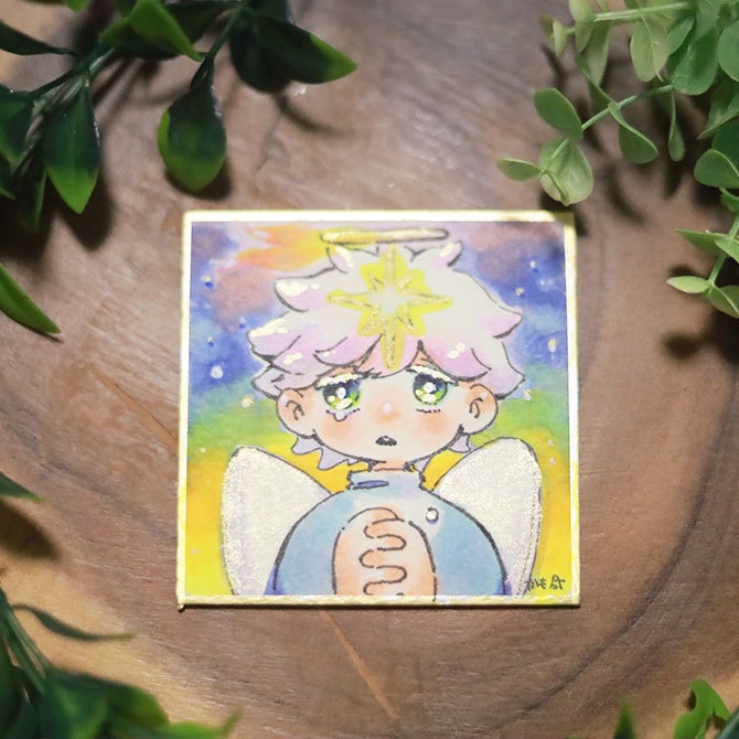 【創作】豆色紙原画②_星と天使