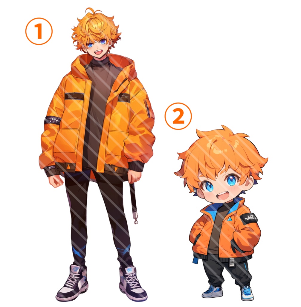 【完売】オレンジヘアの男の子 IRIAM立ち絵・SDデビュー完全9点セット