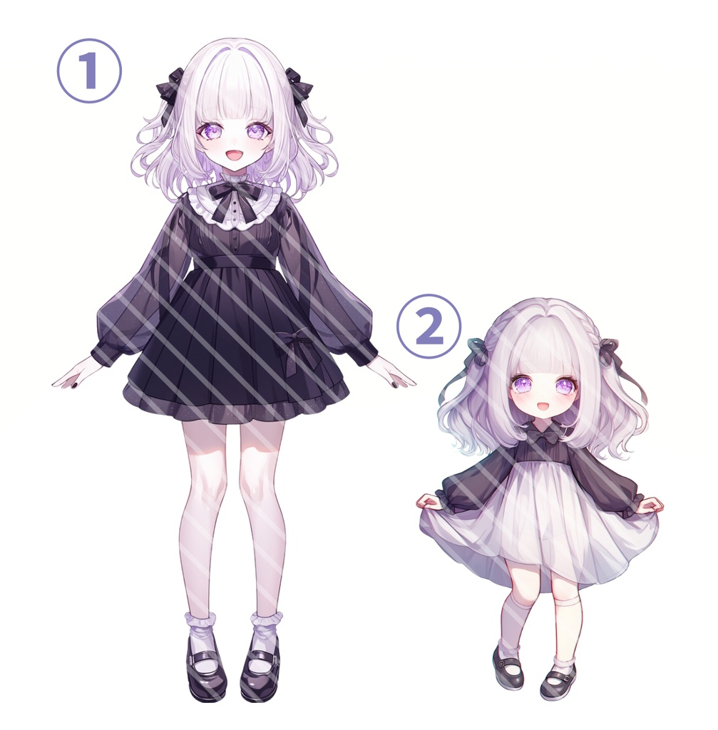 【完売】可愛いメイド風の女の子 IRIAM立ち絵・SDデビュー完全9点セット