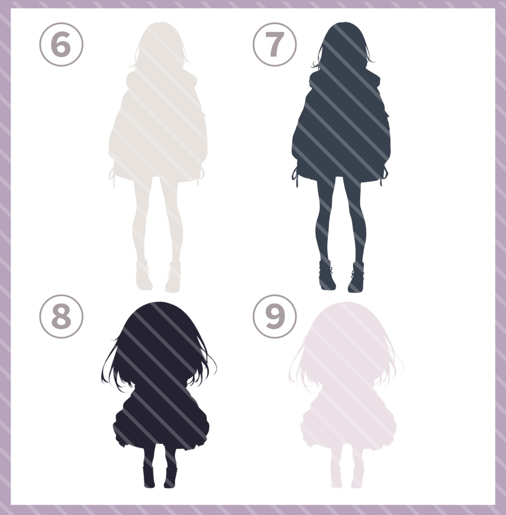 【完売】白髪ダウンの女の子 IRIAM立ち絵・SDデビュー完全9点セット