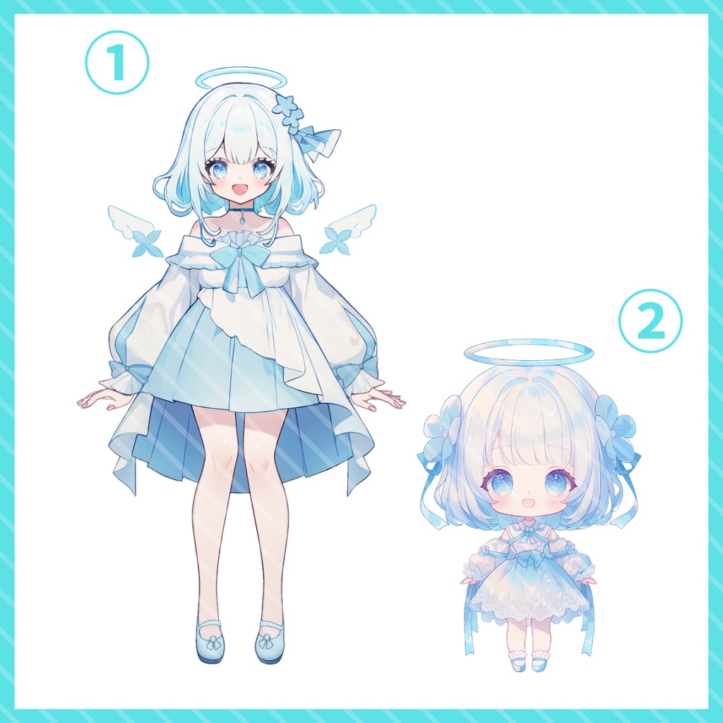 【完売】水色が輝く女の子 IRIAM立ち絵・SDデビュー完全9点セット