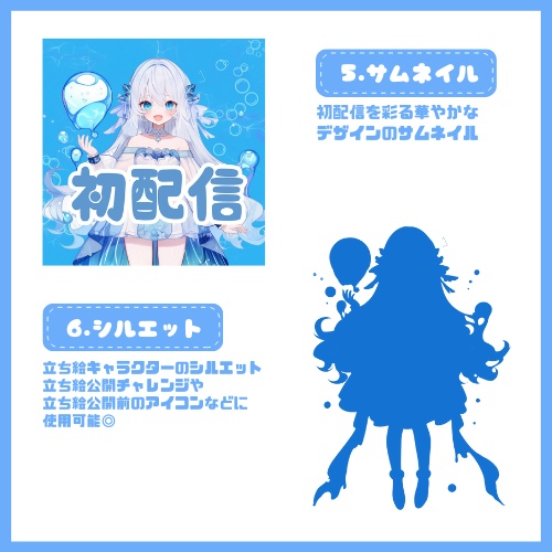 【完売】水の聖女のような女の子 IRIAM立ち絵・SD含むデビュー豪華10点セット