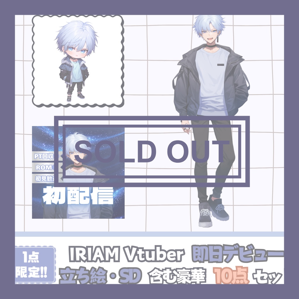 【完売】一点限定! 不思議なオーラの男の子 立ち絵・SD含むデビュー豪華10点セット