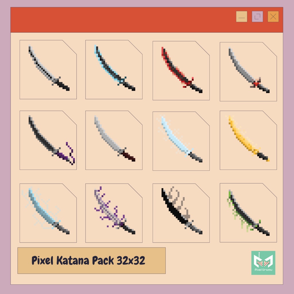 Pixel Sword Pack – 12 RPG Weapons (32×32px) A detailed pixel art weapon set mainly for RPGs, quest games, and independent games.