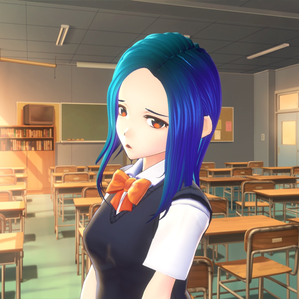 【VRoidヘアプリセット】ワンレングス-セミロング