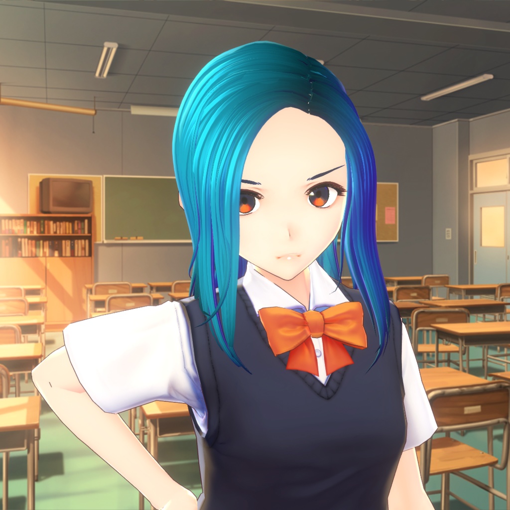 【VRoidヘアプリセット】ワンレングス-セミロング