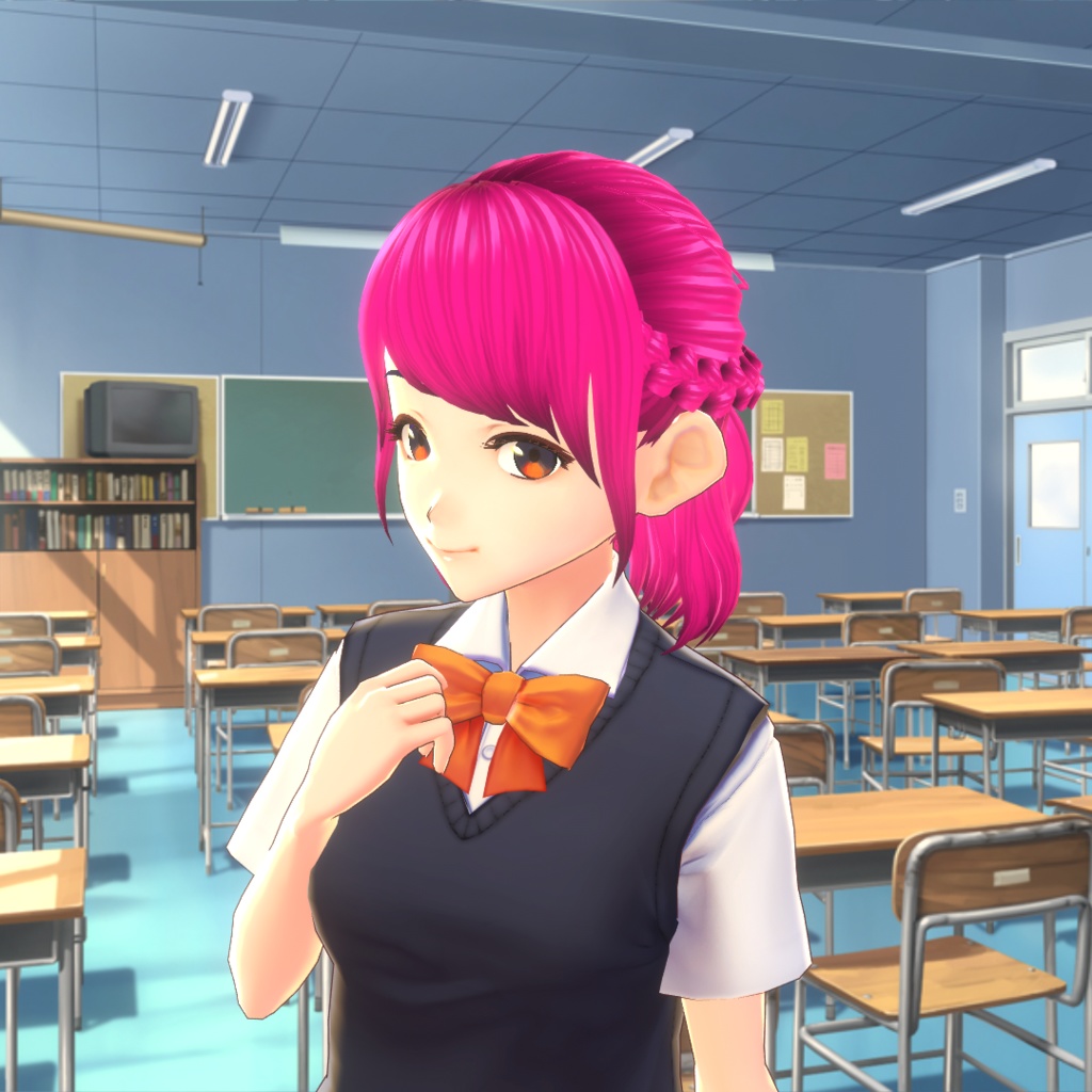 【VRoidヘアプリセット】ハーフアップ_編み込み