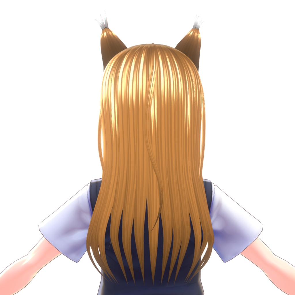【VRoidヘアプリセット】狼耳_ストレートロング