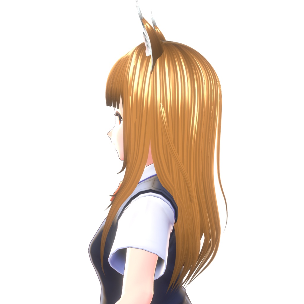 【VRoidヘアプリセット】狼耳_ストレートロング