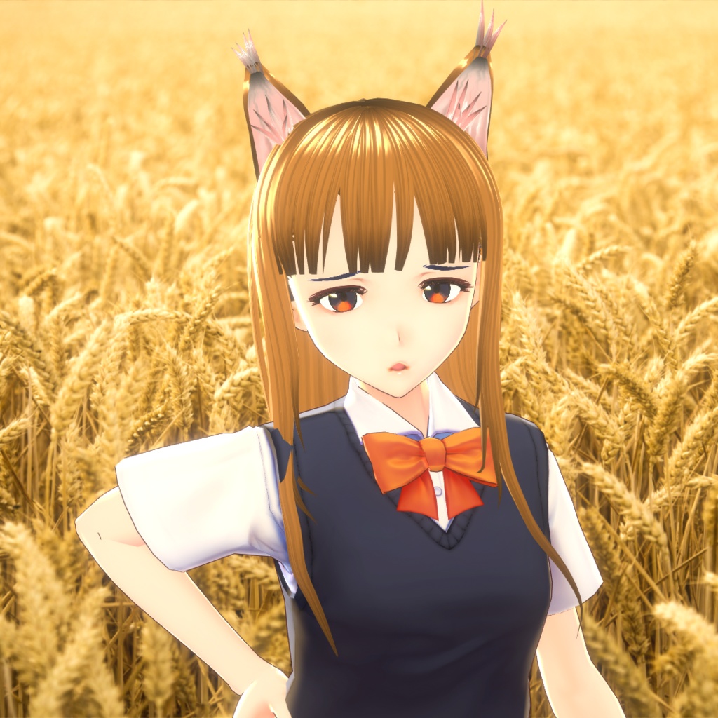 【VRoidヘアプリセット】狼耳_ストレートロング