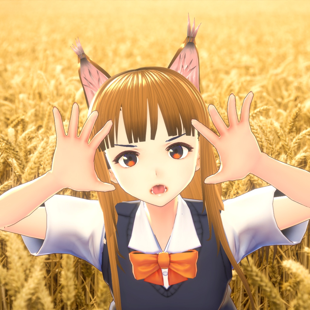 【VRoidヘアプリセット】狼耳_ストレートロング