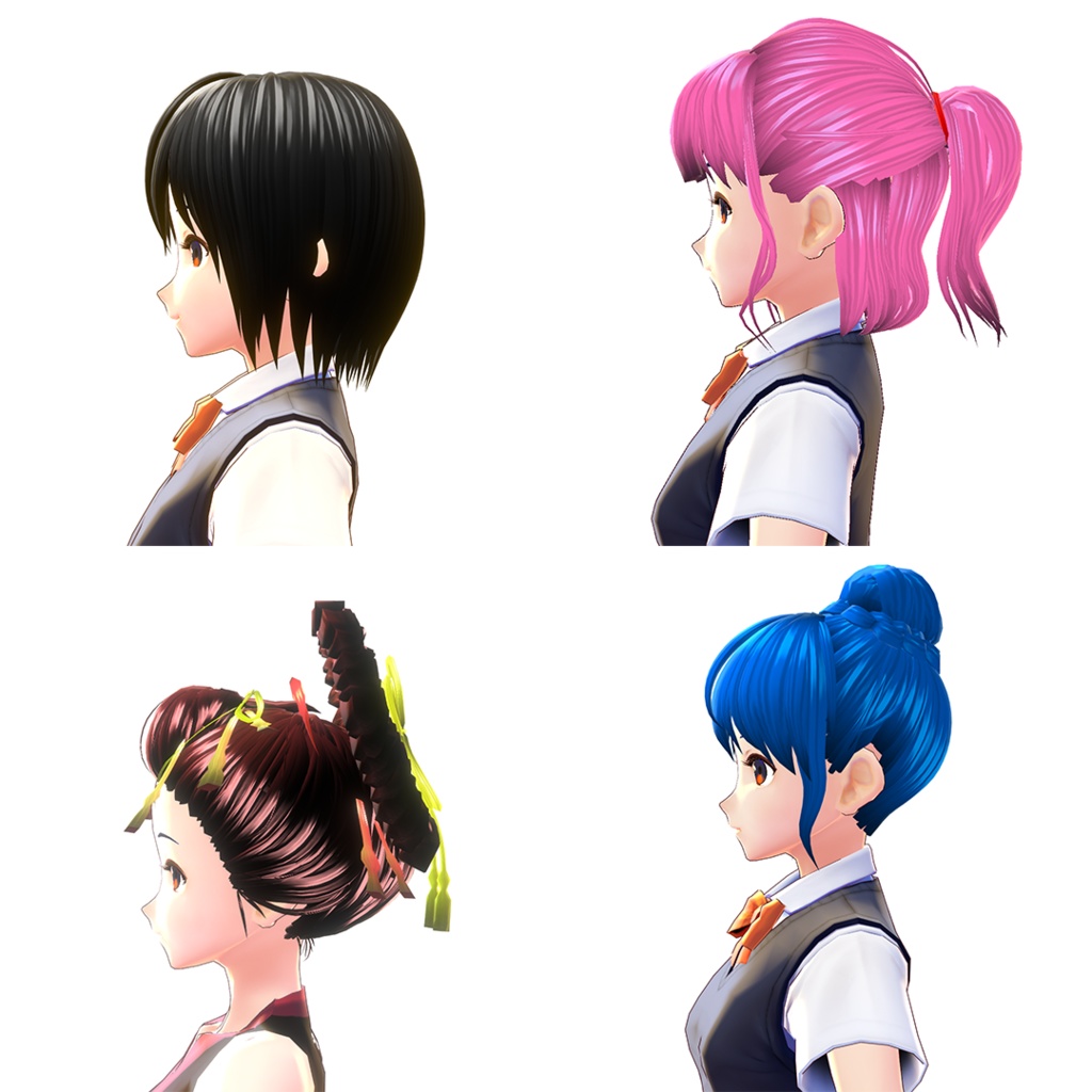 【VRoidヘアプリセット】プリセット4種類詰め合せ