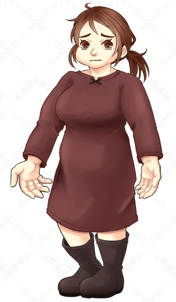 【表情差分7種】女性の立ち絵 エプロン着脱タイプ