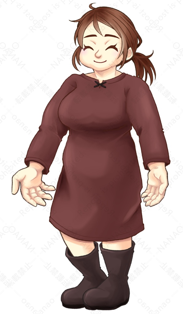 【表情差分7種】女性の立ち絵 エプロン着脱タイプ