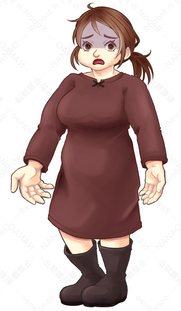 【表情差分7種】女性の立ち絵 エプロン着脱タイプ